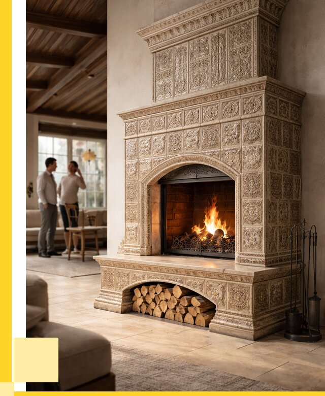 Купить изразцовый камин в Климовске от 253200 р. | ЭриданКлс