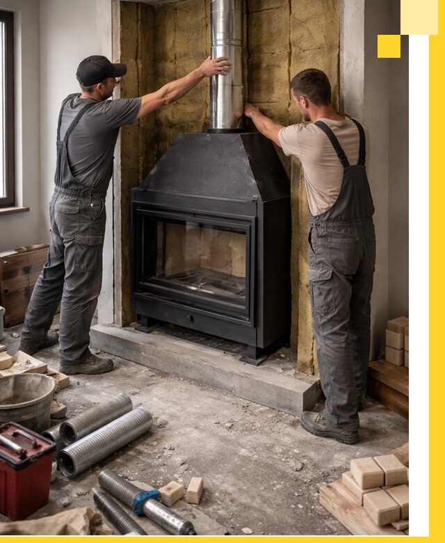 Изготовление и монтаж закрытых каминов в Климовске под ключ