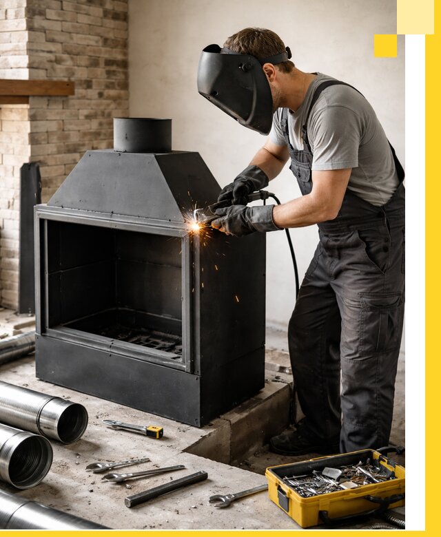 Продажа и установка металлических каминов в Климовске под ключ