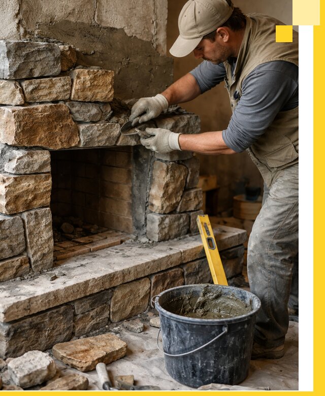 Изготовление и установка каменных каминов под ключ в Климовске