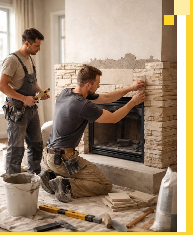 Установка и монтаж каминов для загородного дома в Климовске