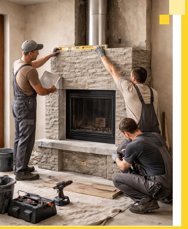 Профессиональный монтаж каминов под ключ в Климовске для дома