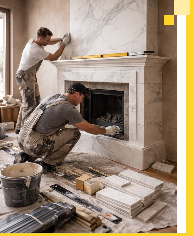 Отделка каминов в Климовске качественные облицовочные работы