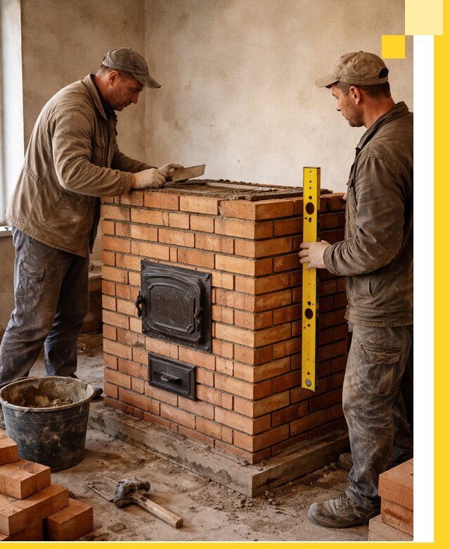 Отопительные печи под ключ в Климовске, установка и сборка