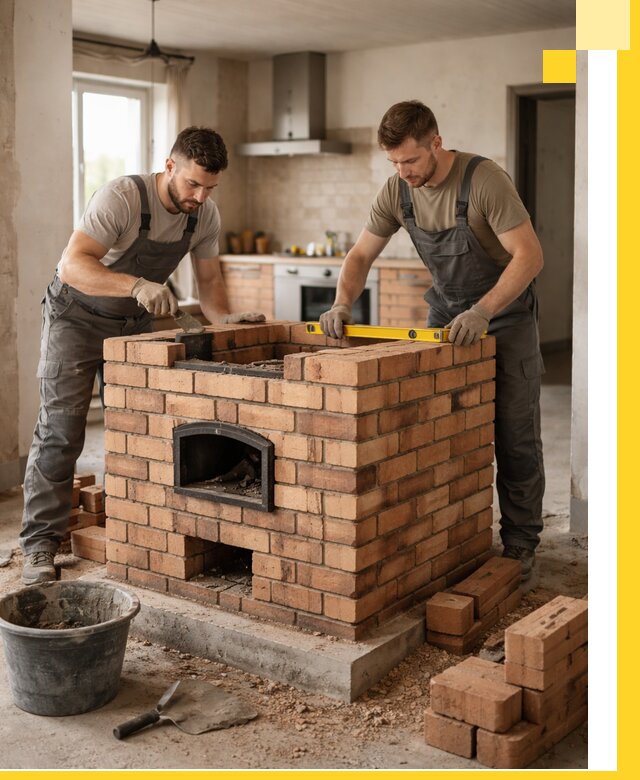 Установка и монтаж печей в частном доме в Климовске под ключ