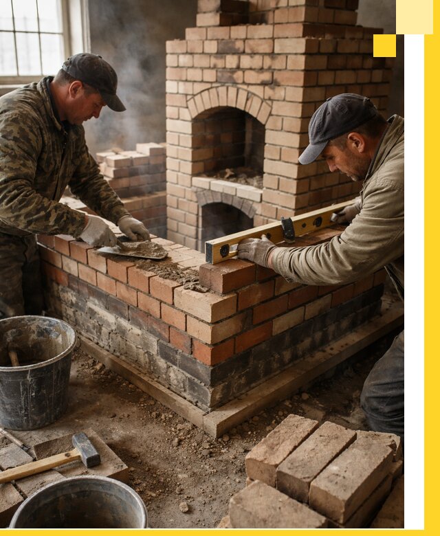 Изготовление и монтаж печей и каминов из кирпича в Климовске