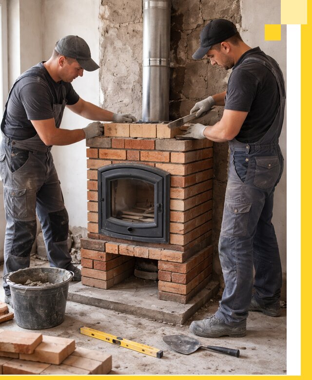 Монтаж печи камина под ключ в Климовске с гарантией и пусконаладкой