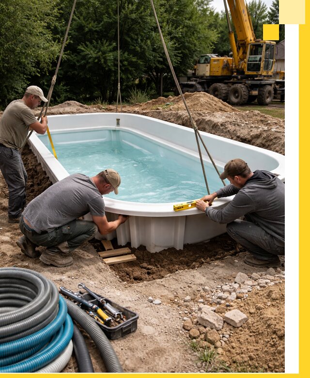 Установка и монтаж композитных бассейнов под ключ в Климовске