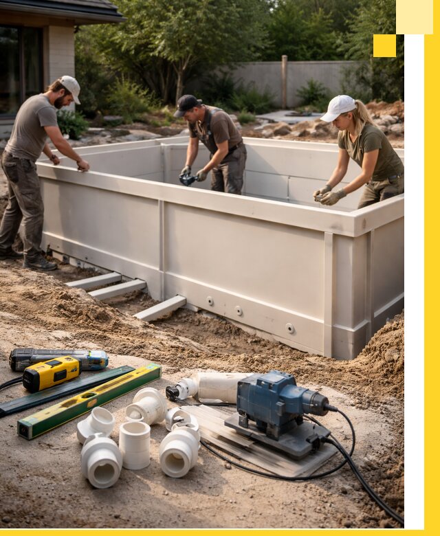 Установка полипропиленовых бассейнов под ключ в Климовске