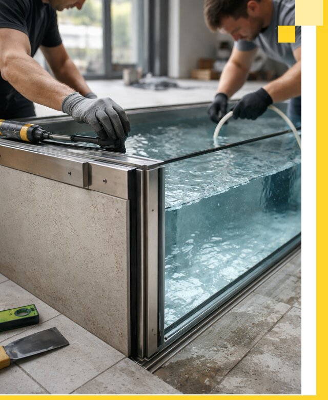 Проектирование и монтаж стеклянных бассейнов в Климовске