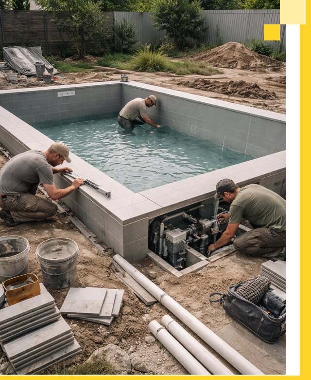 Строительство и монтаж бассейнов для дачи под ключ в Климовске