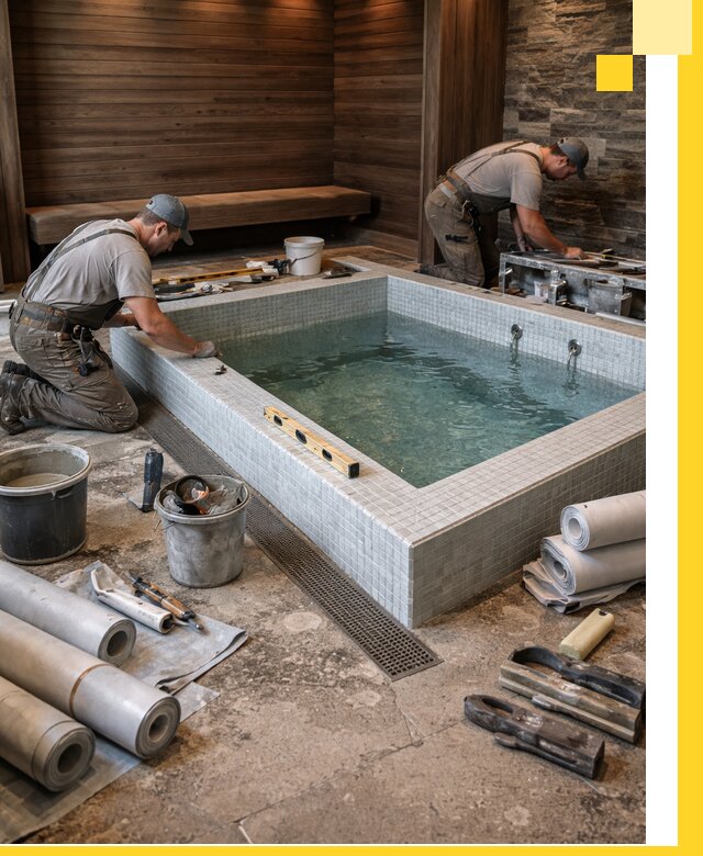 Установка и строительство бассейнов для сауны в Климовске