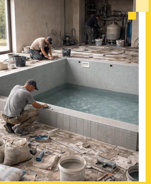 Строительство и монтаж бассейнов в помещении в Климовске