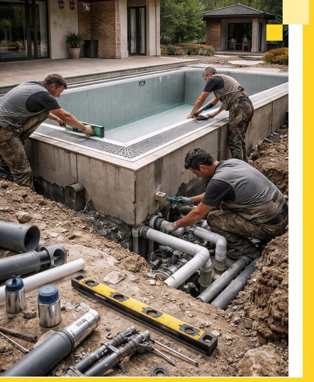 Строительство переливных бассейнов в Климовске под ключ