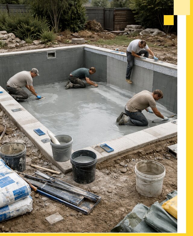 Изготовление и монтаж чаши бассейна под ключ в Климовске