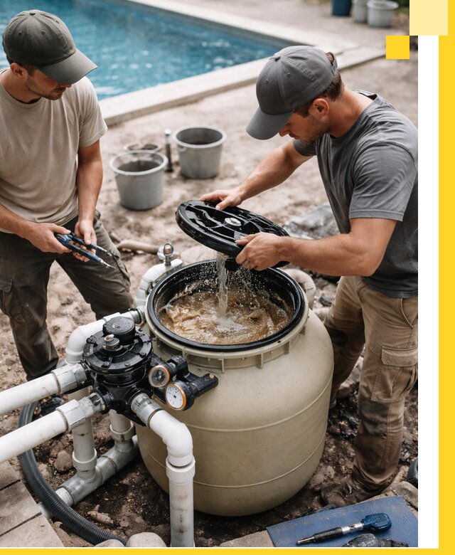 Установка и обслуживание песочных фильтров для бассейнов в Климовске