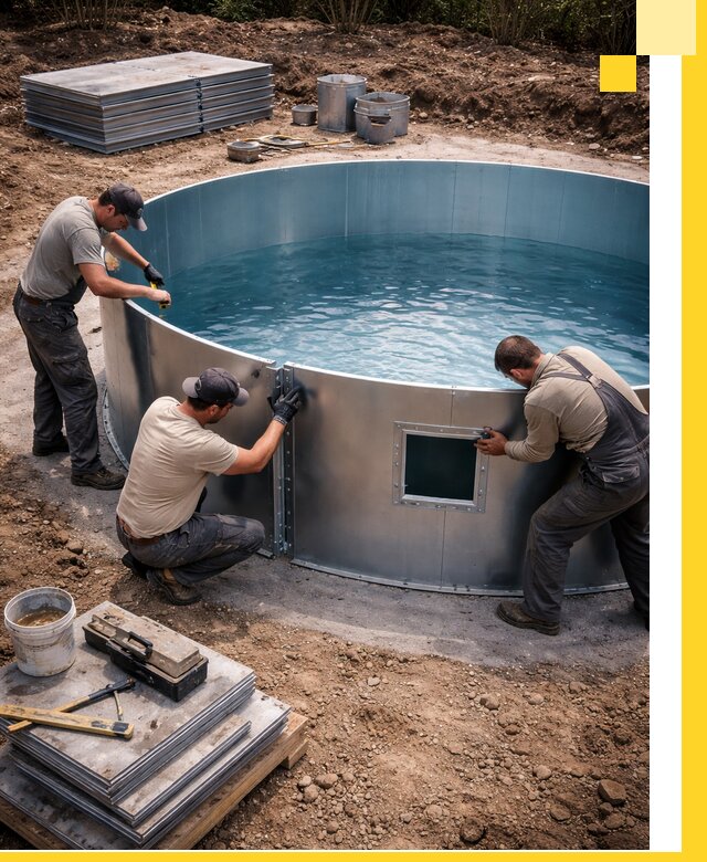 Круглые бассейны под ключ в Климовске проектирование и монтаж