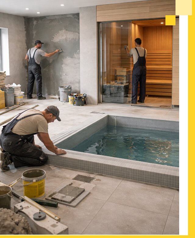 Проектирование и строительство сауны с бассейном в Климовске