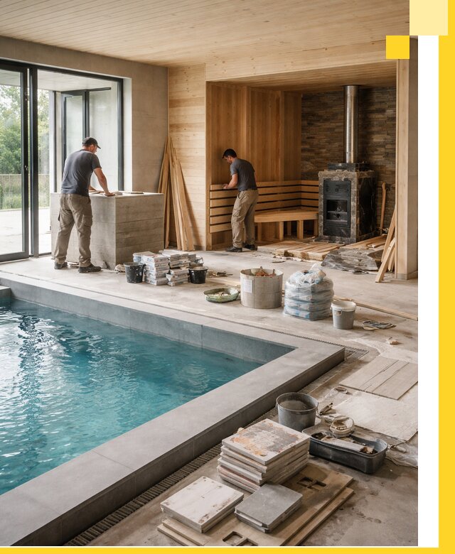 Проектирование и строительство бань с бассейном в Климовске