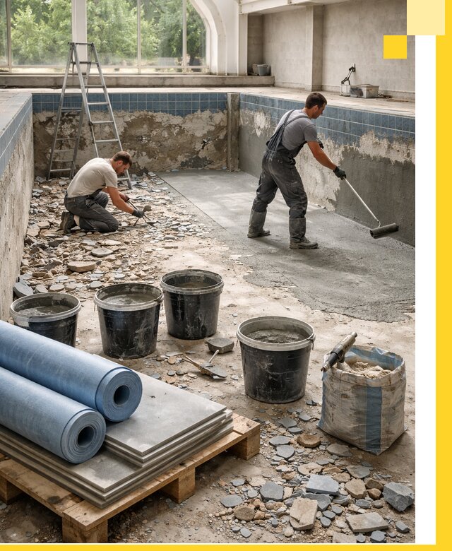 Реконструкция бассейнов в Климовске: ремонт, гидроизоляция