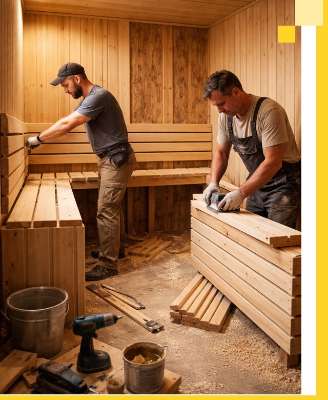 Профессиональный комплексный ремонт саун под ключ в Климовске