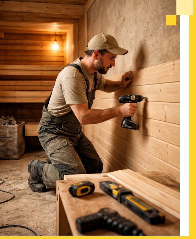 Профессиональная внутренняя отделка бани в Климовске под ключ