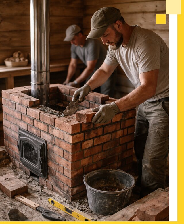 Кирпичные печи для бани под ключ в Климовске, проект и монтаж