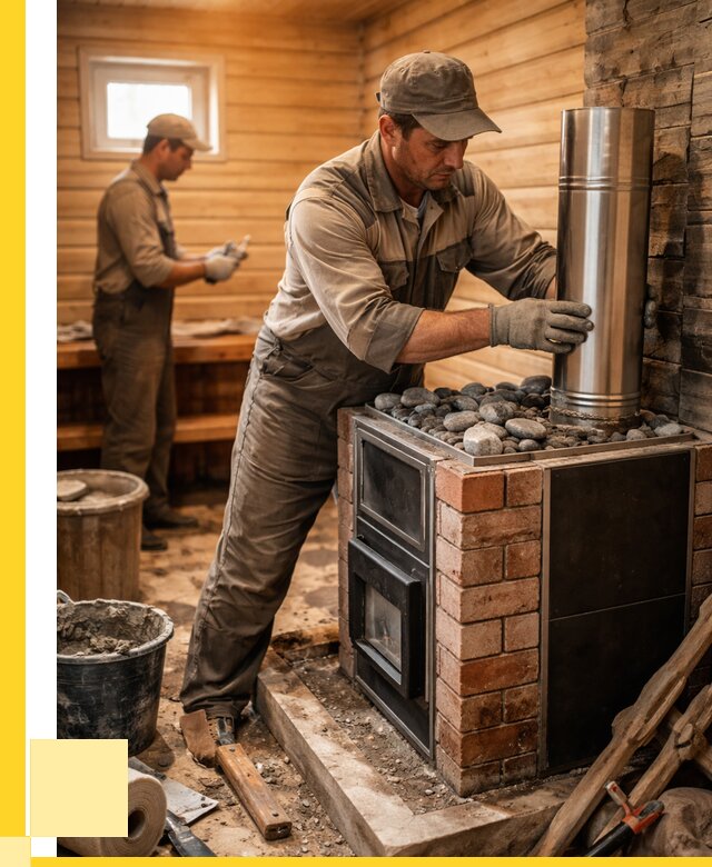 Монтаж печи в бане под ключ в Климовске от 20256 р. | ЭриданКлс