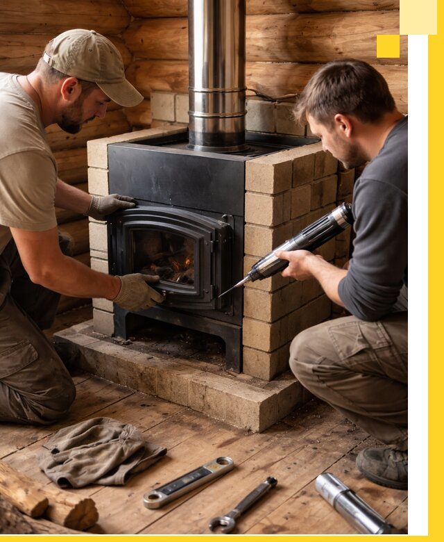 Монтаж и установка печи в бане под ключ с гарантией в Климовске