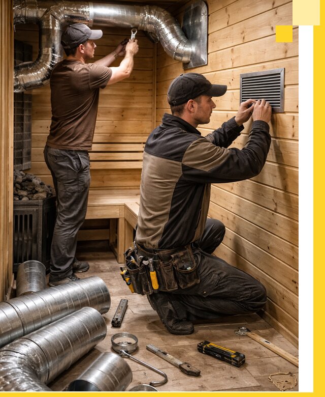 Проектирование и монтаж вентиляции бани в Климовске под ключ