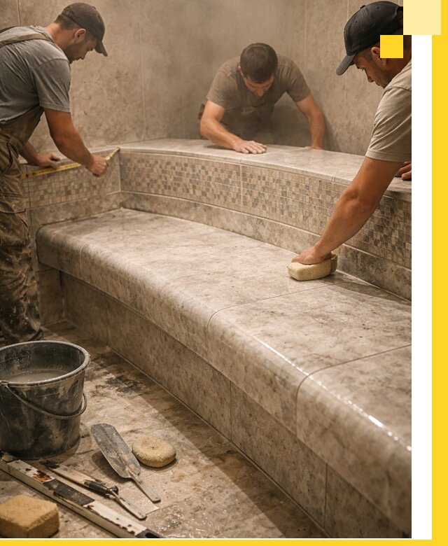 Изготовление и установка сидений для хамама в Климовске