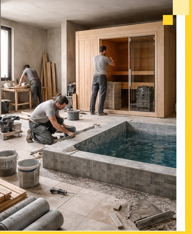 SPA зоны под ключ с бассейном сауной и печью в Климовске